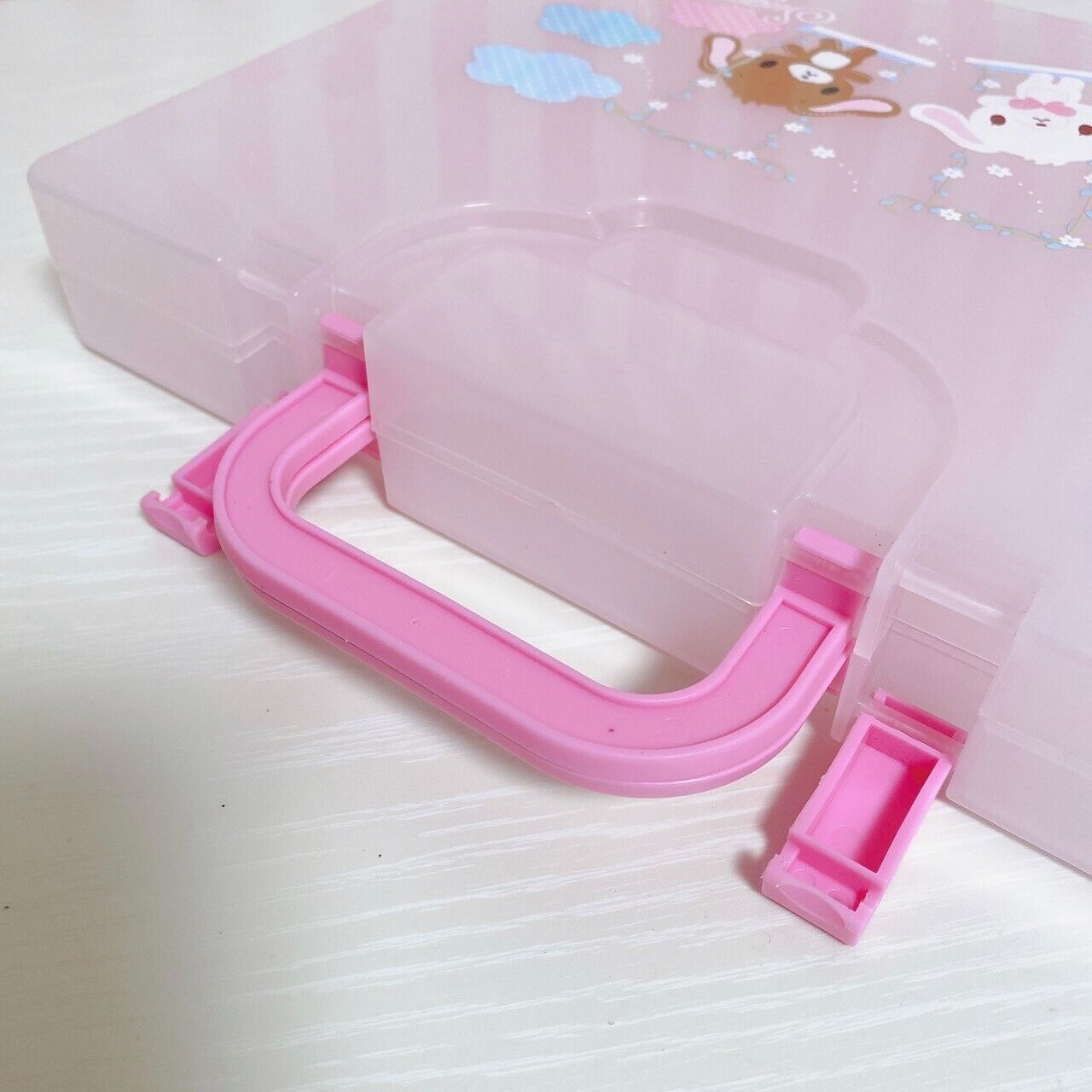 Sanrio Sugar Bunnies Shirousa Kurousa Attache Case Pink Plastic Swing Cloud Rare