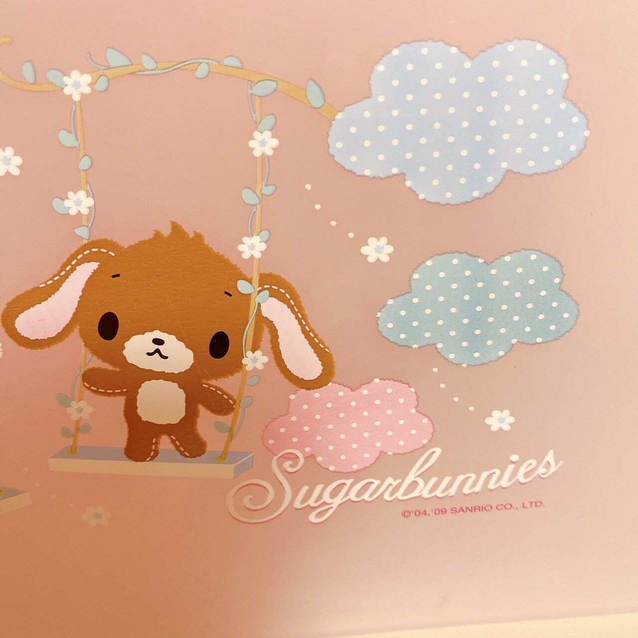 Sanrio Sugar Bunnies Shirousa Kurousa Attache Case Pink Plastic Swing Cloud Rare