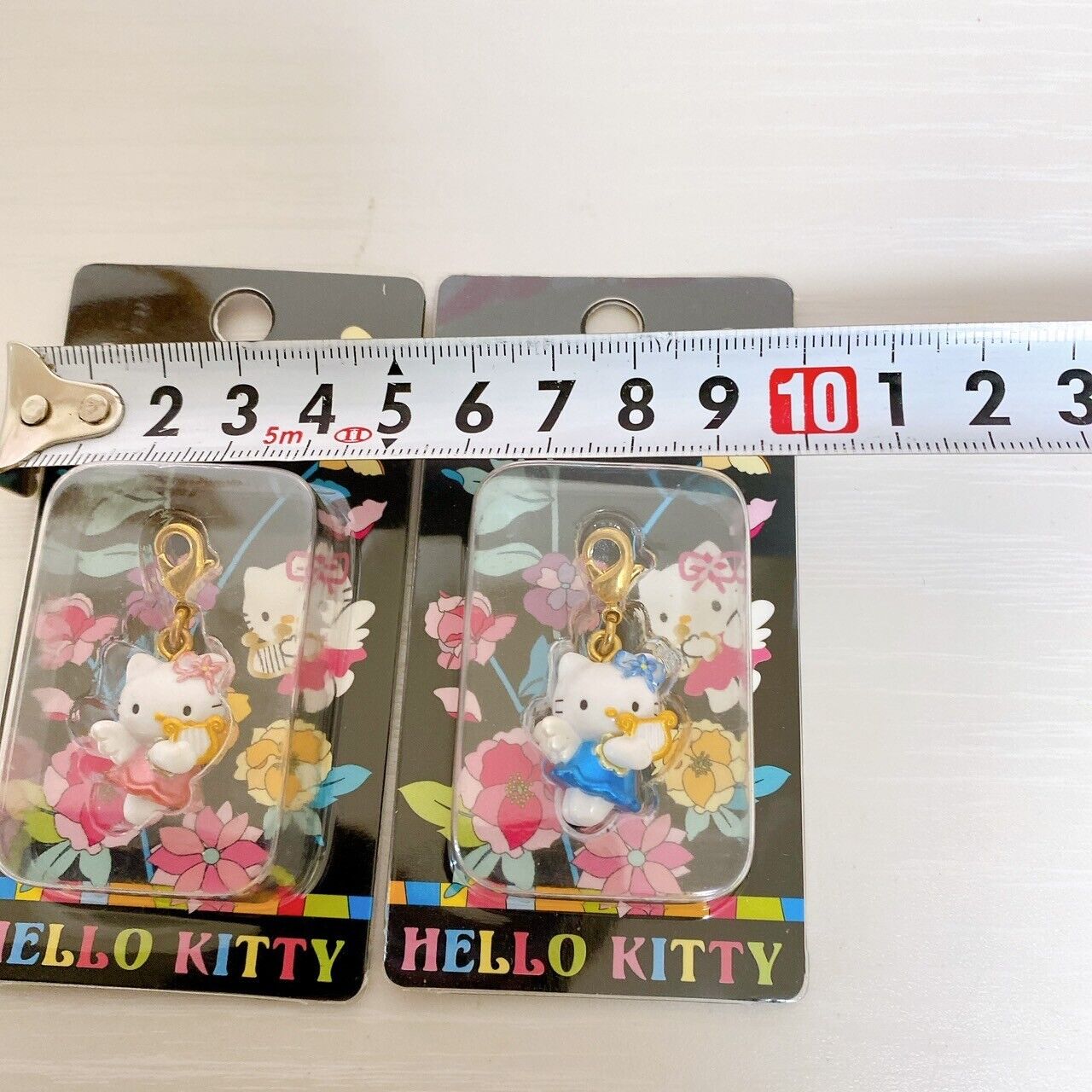 Sanrio Hello kitty Charm Straps 2 Piece Set Angel Vintage Pink Blue Rare Kawaii