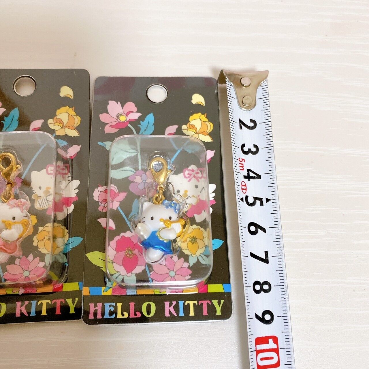 Sanrio Hello kitty Charm Straps 2 Piece Set Angel Vintage Pink Blue Rare Kawaii