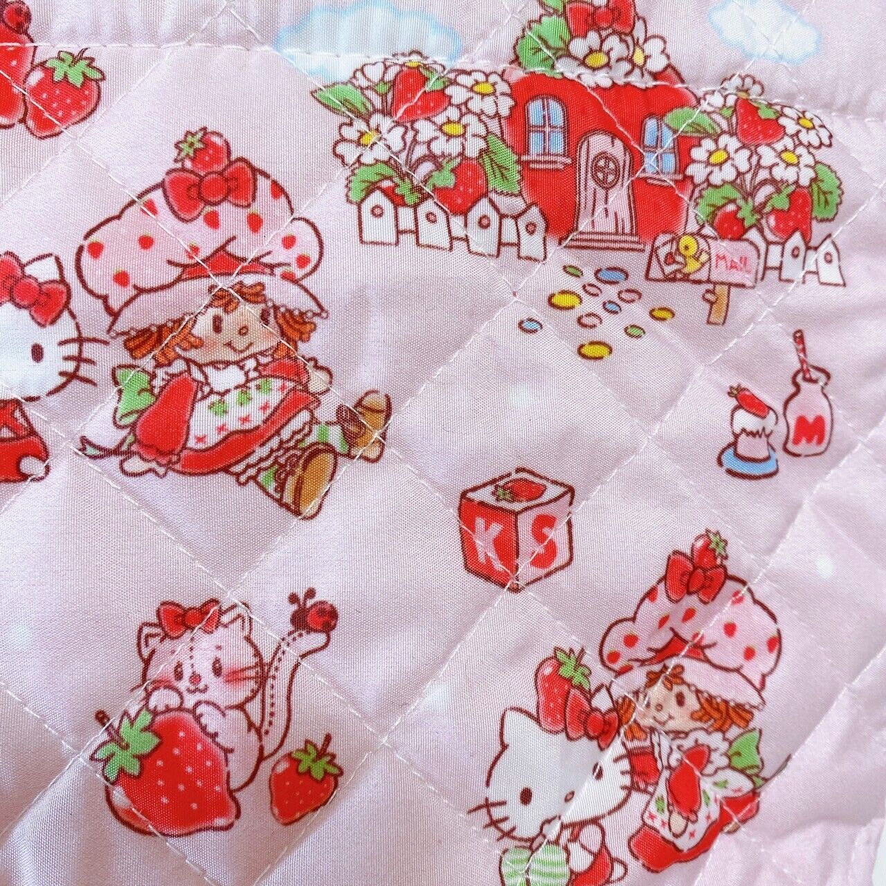 Sanrio Hello Kitty Strawberry Shortcake Tote Bag Red Plaid Pink Kawaii Character