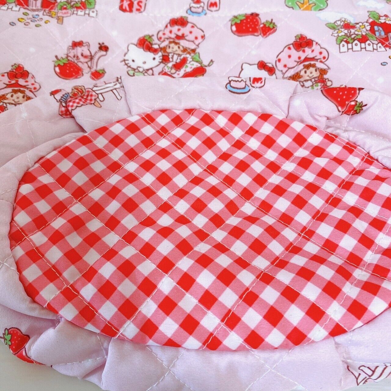 Sanrio Hello Kitty Strawberry Shortcake Tote Bag Red Plaid Pink Kawaii Character