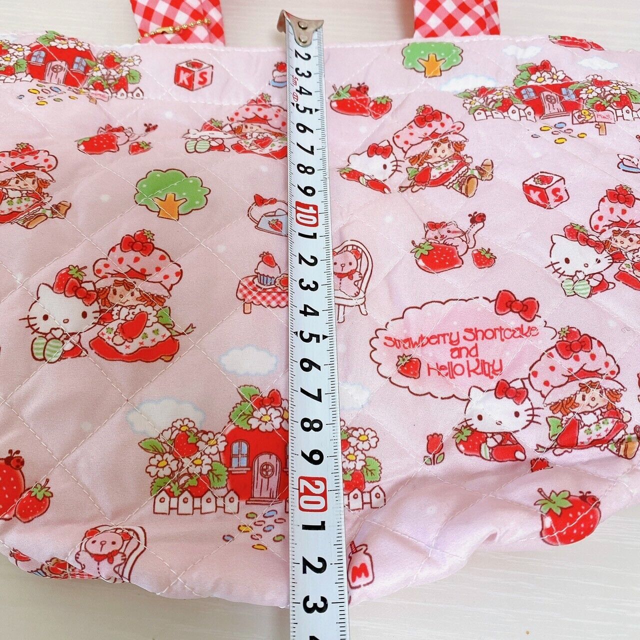 Sanrio Hello Kitty Strawberry Shortcake Tote Bag Red Plaid Pink Kawaii Character