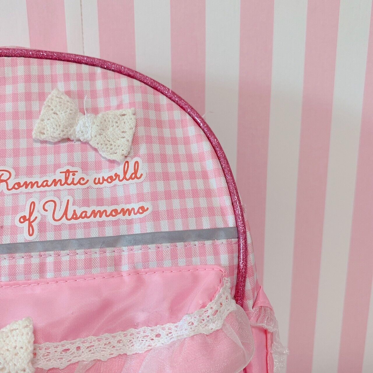 Mother Garden Usamomo Backpack Rucksack Pink Rabbit Cherry Gingham Check Cherry