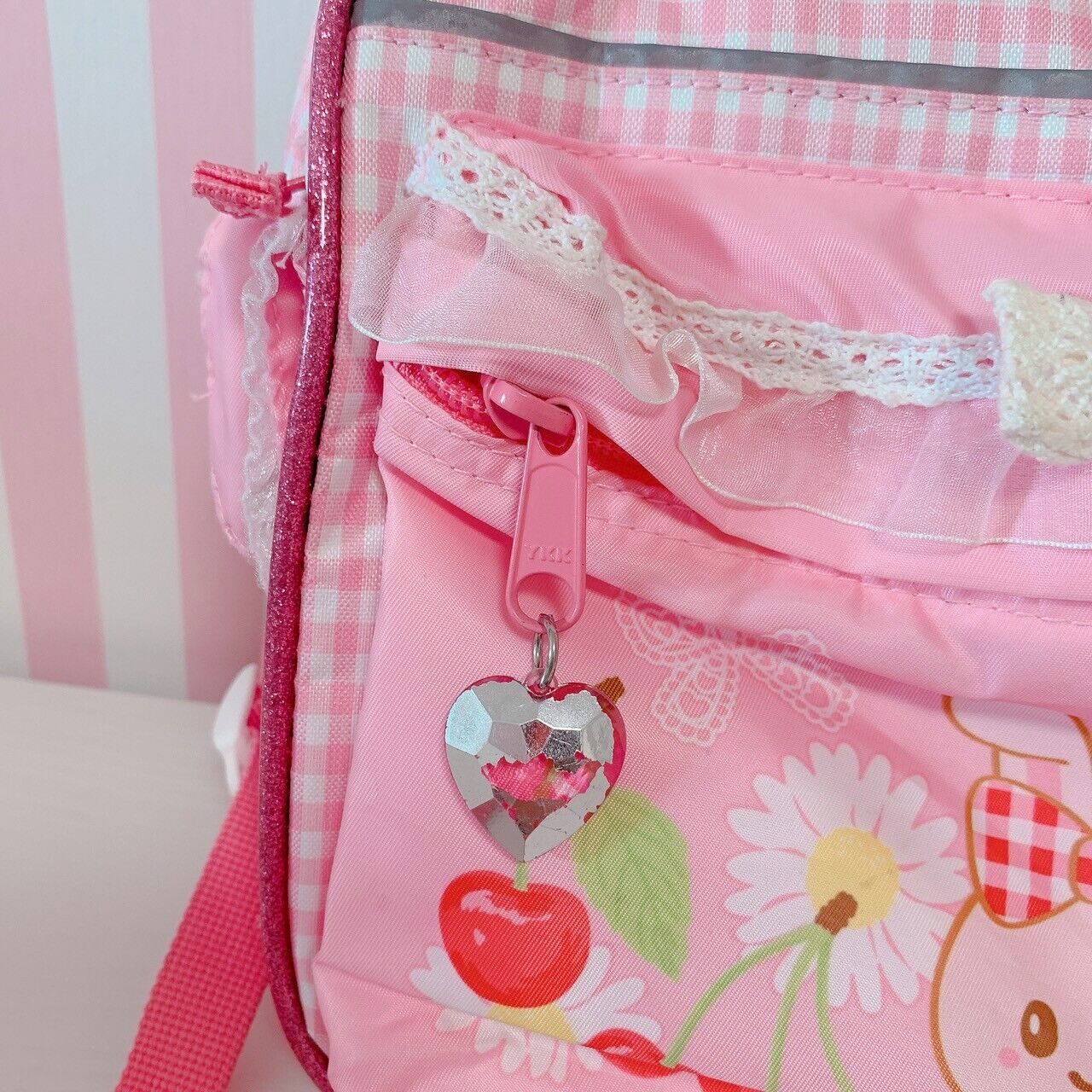 Mother Garden Usamomo Backpack Rucksack Pink Rabbit Cherry Gingham Check Cherry