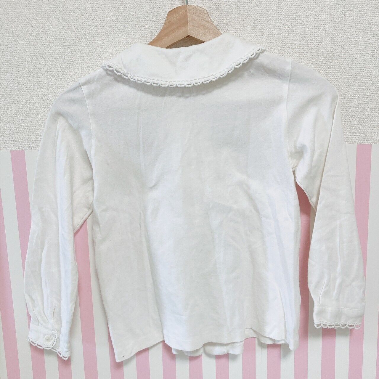 Mezzo Piano Shirt 130 Size White Lace Strawberry Button Kawaii Cute Rare