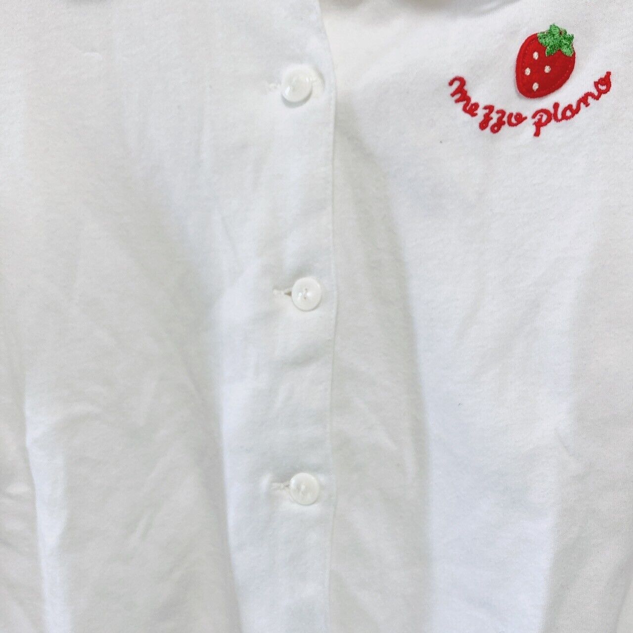 Mezzo Piano Shirt 130 Size White Lace Strawberry Button Kawaii Cute Rare