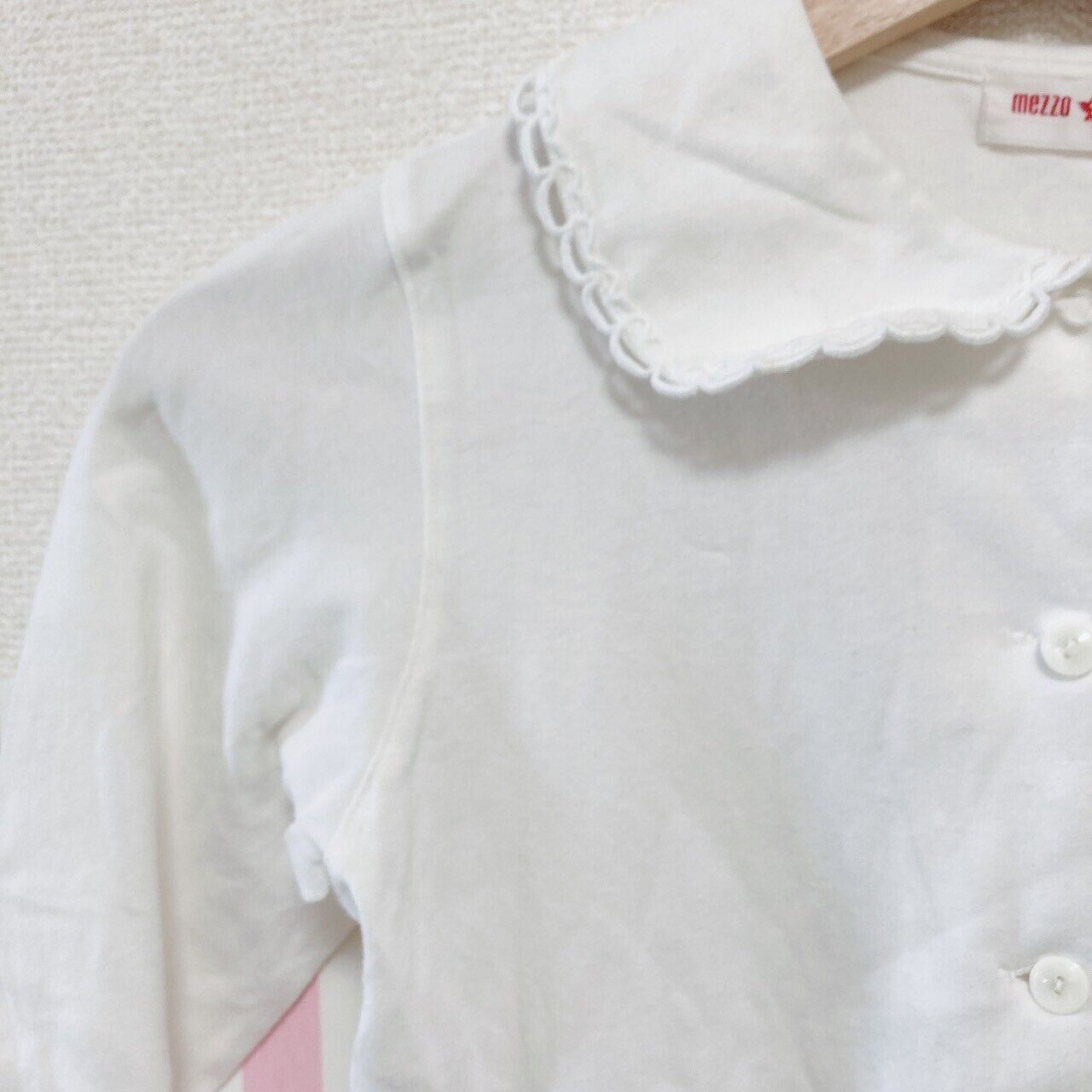 Mezzo Piano Shirt 130 Size White Lace Strawberry Button Kawaii Cute Rare