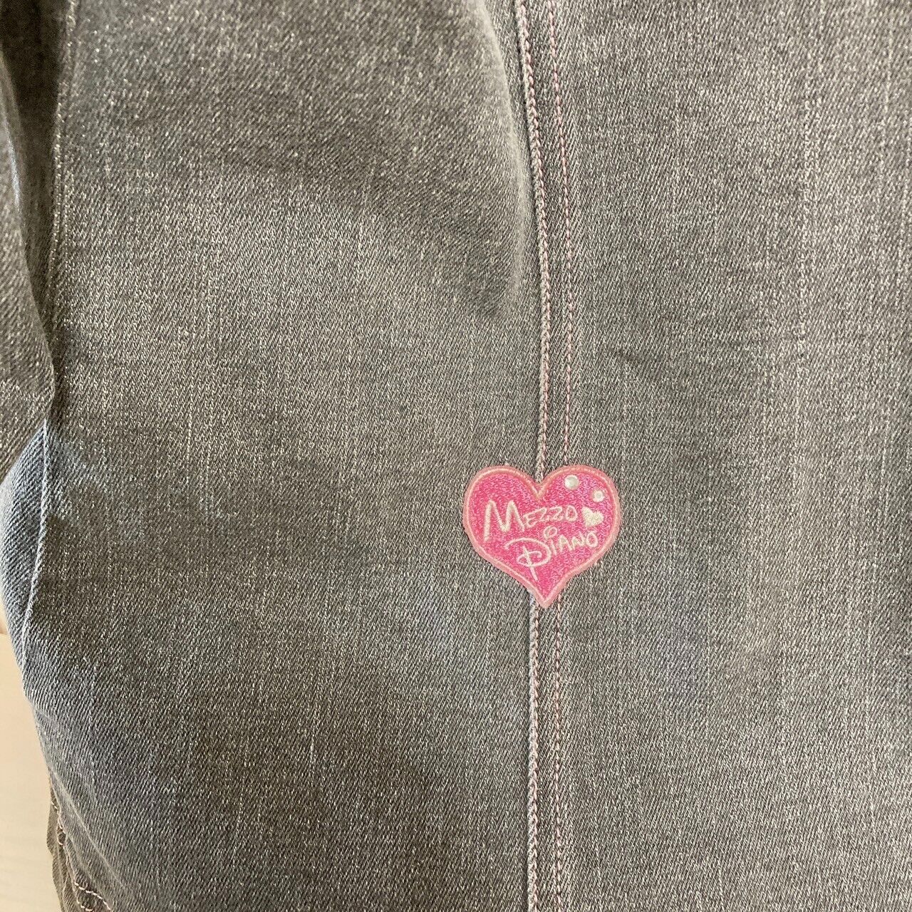 Mezzo Piano Denim Jacket Black Berriechan M size Pink Rabbit Heart Pocket Kawaii