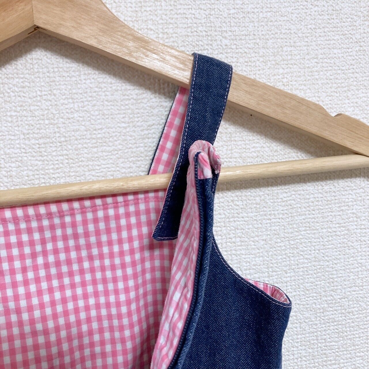 Mezzo Piano Dress 100 Denim Cherry Strawberry Ribbon Gingham Check Navy Pink