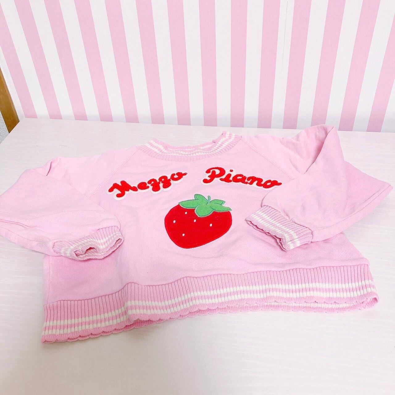 Mezzo Piano Long Sleeve T-shirt 100 Size Strawberry Pink Red Kawaii Cute Rare