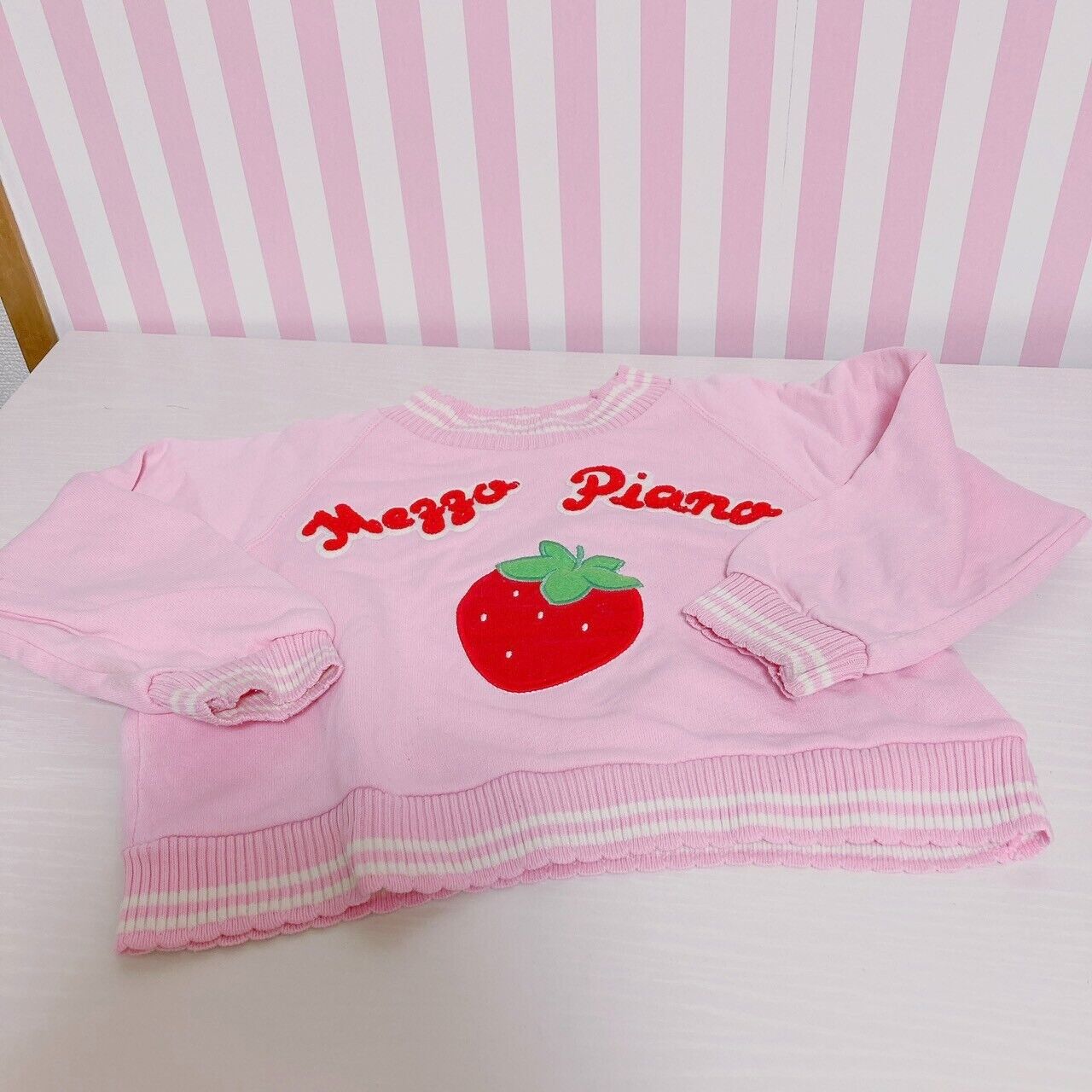 Mezzo Piano Long Sleeve T-shirt 100 Size Strawberry Pink Red Kawaii Cute Rare