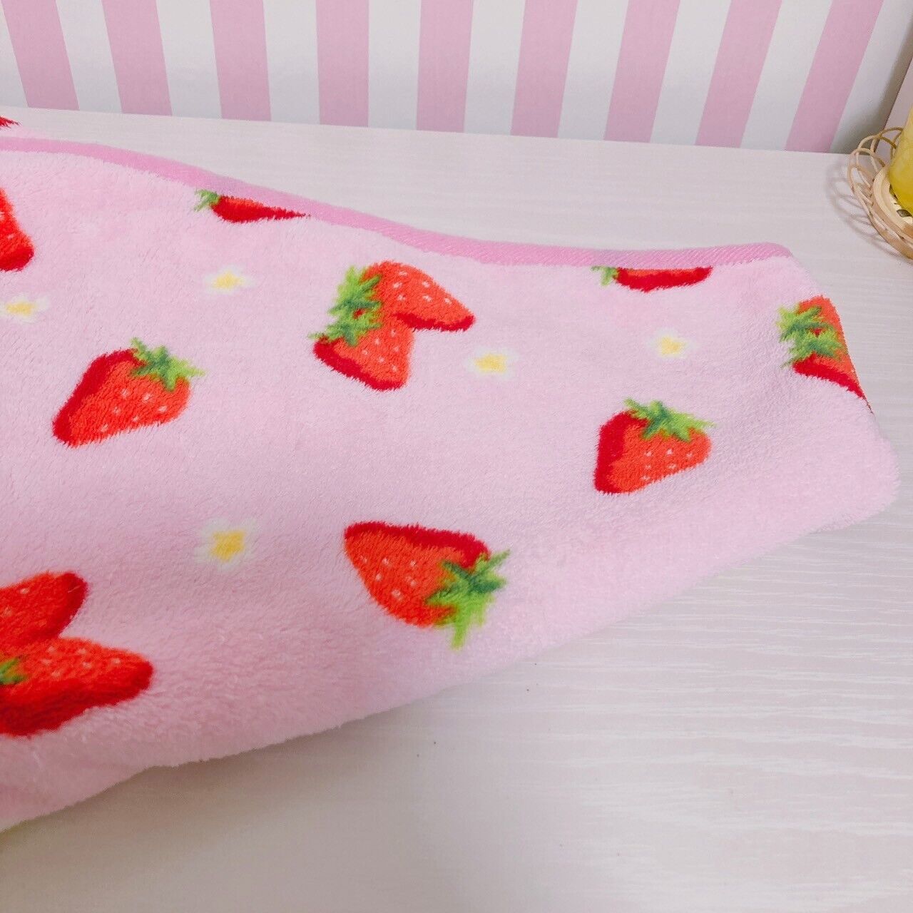 Strawberry Blanket Flower Pink Red Fluffy Kawaii Cute Pretty Rare