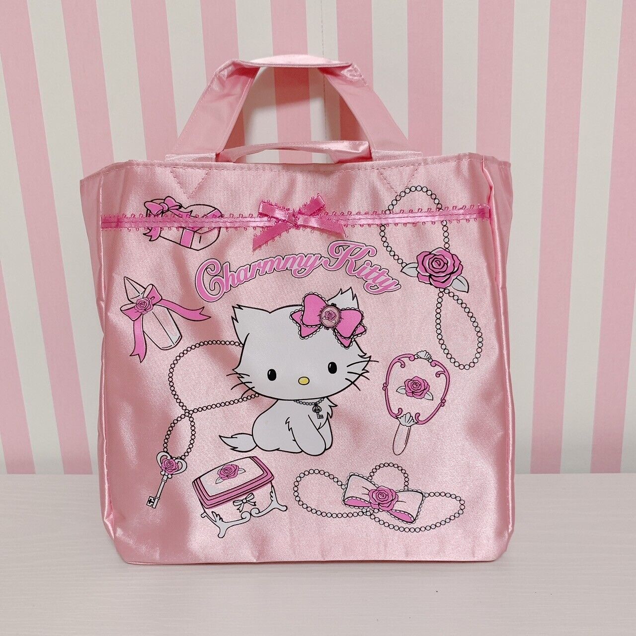 Sanrio Charmmy Charmy Kitty Tote Bag New Pink Ribbon Makeup Kawaii Character