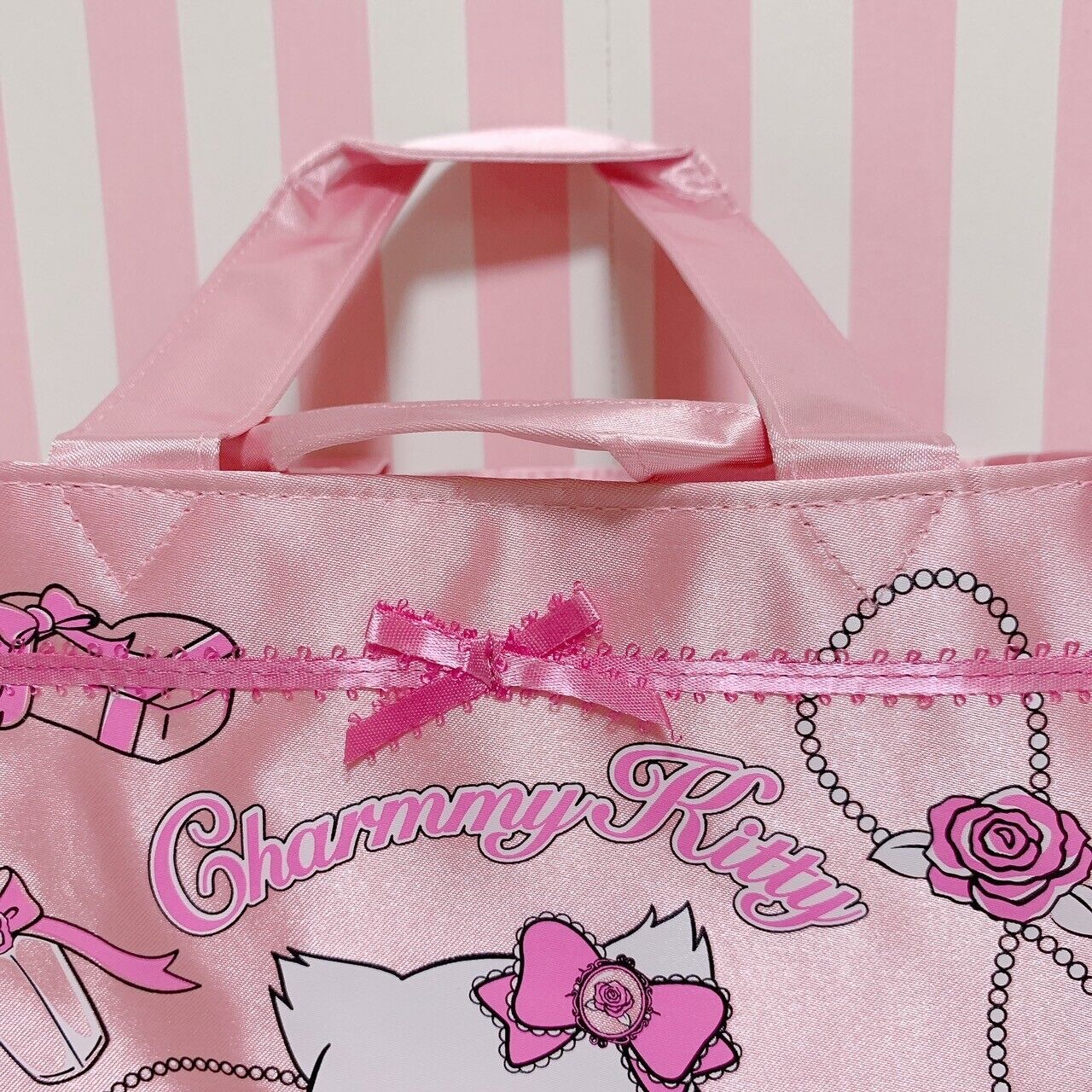 Sanrio Charmmy Charmy Kitty Tote Bag New Pink Ribbon Makeup Kawaii Character