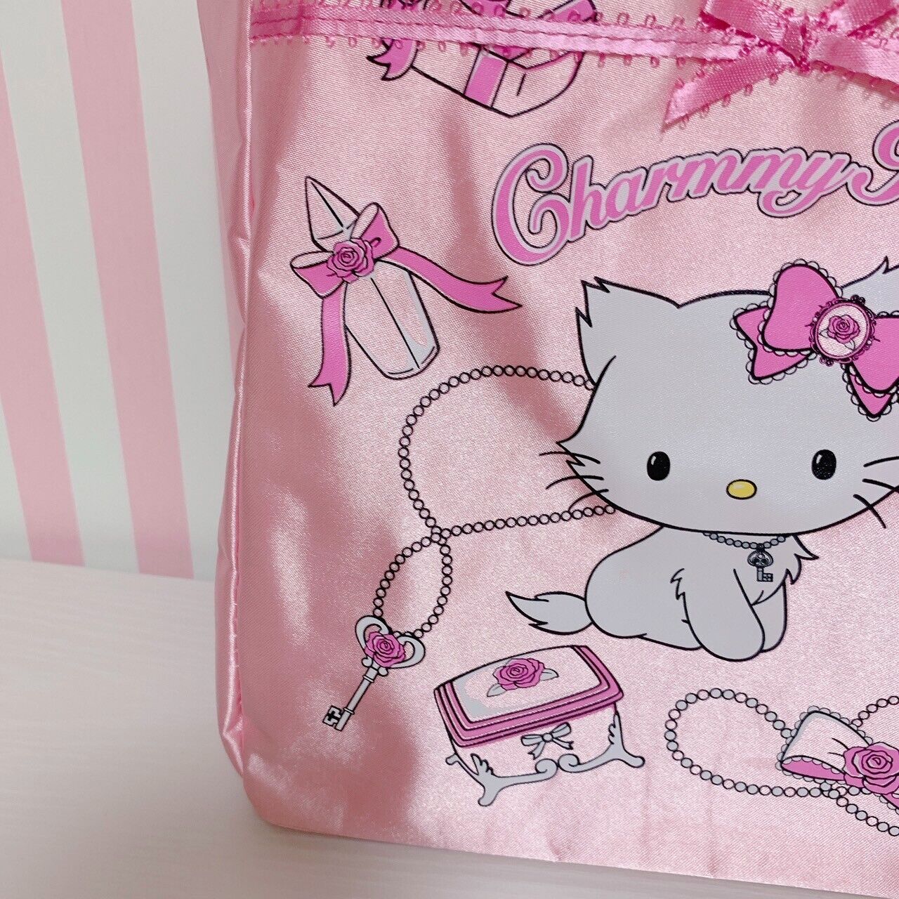 Sanrio Charmmy Charmy Kitty Tote Bag New Pink Ribbon Makeup Kawaii Character