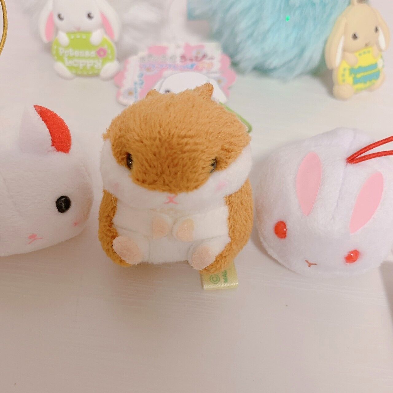 Poteusa Loppy Keyring Soft Toy 5 Set Lop Eared Rabbit Fluffy White Kawaii Rare