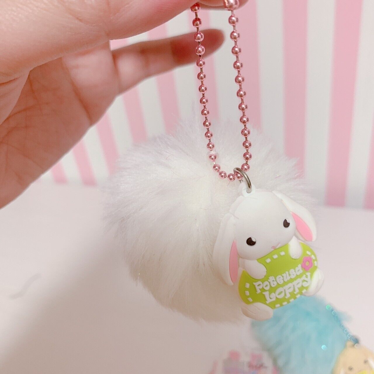 Poteusa Loppy Keyring Soft Toy 5 Set Lop Eared Rabbit Fluffy White Kawaii Rare