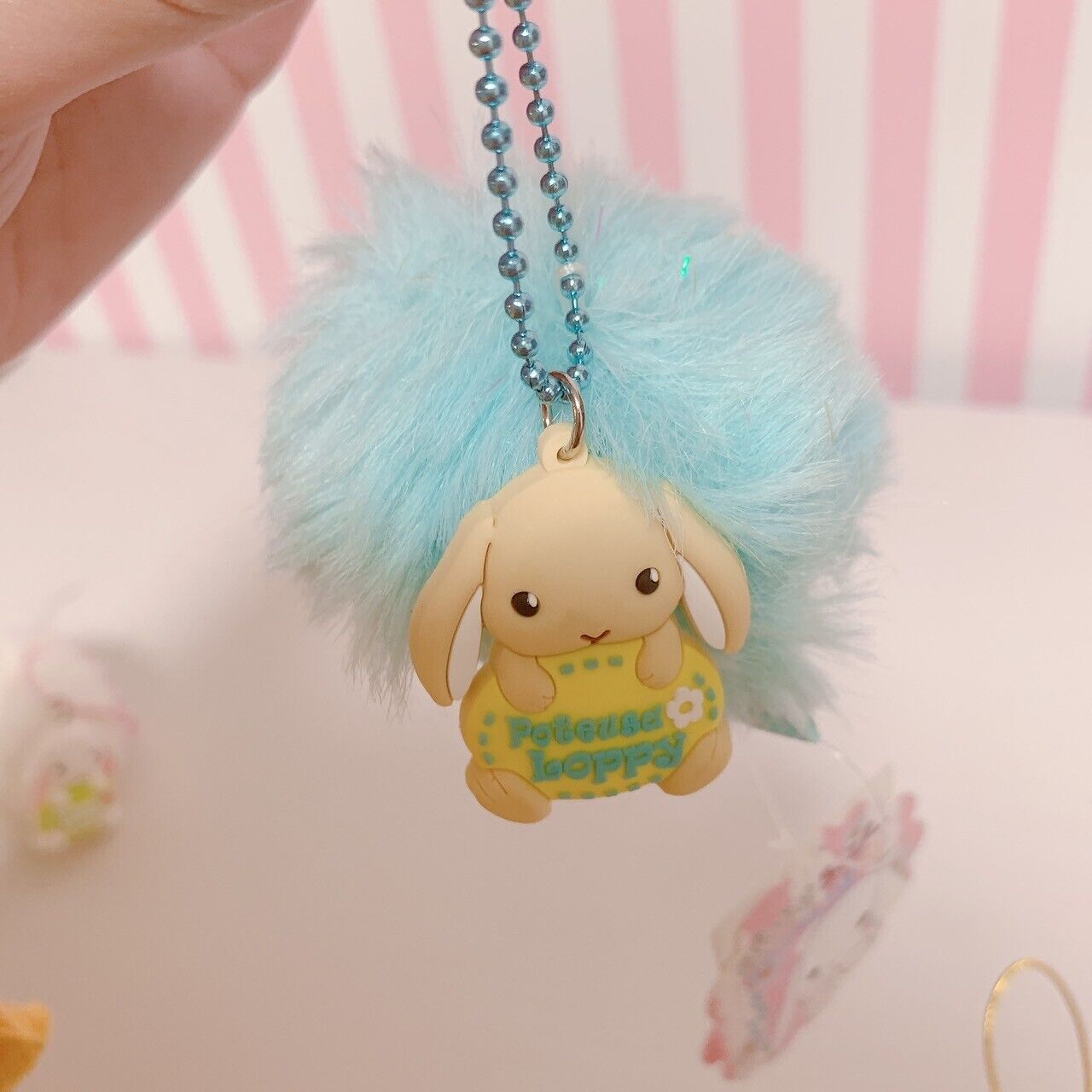 Poteusa Loppy Keyring Soft Toy 5 Set Lop Eared Rabbit Fluffy White Kawaii Rare