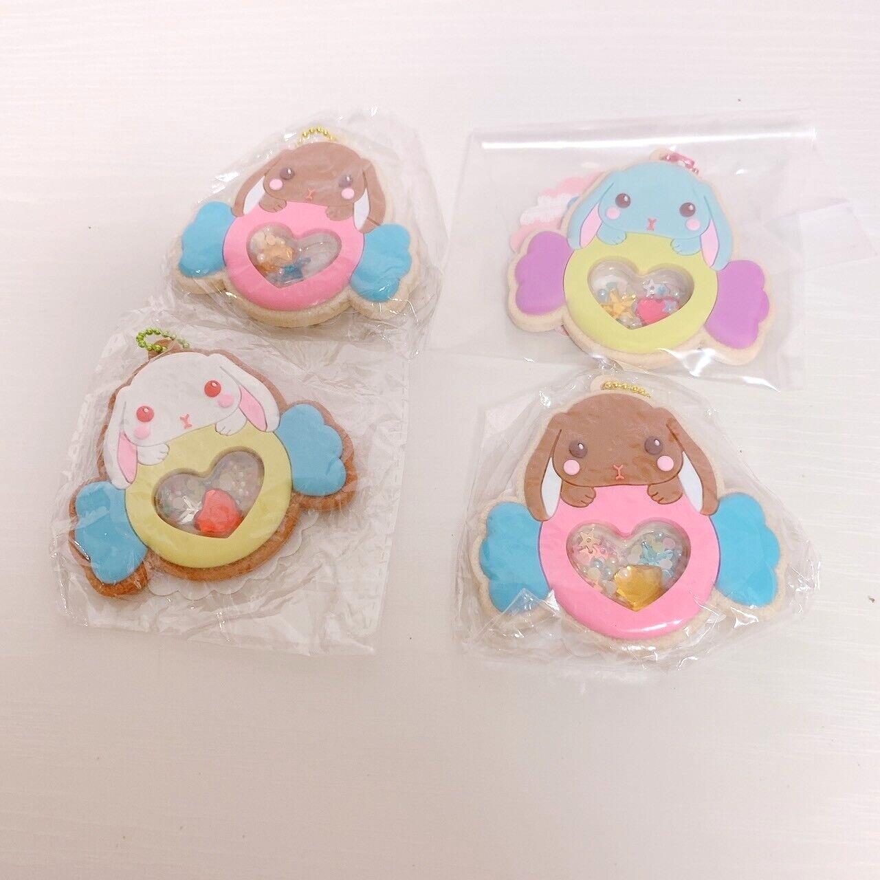 Poteusa Loppy Keyring 4 Set Icing Cookie Heart Lop Eared Rabbit Brown White Blue