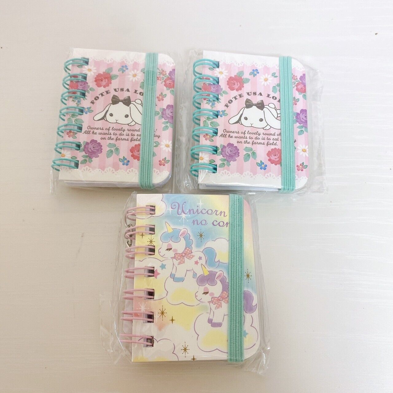 Poteusa Loppy Mini Note Set 3 Notepad Memo Lop Eared Rabbit Keyring Kawaii Rare