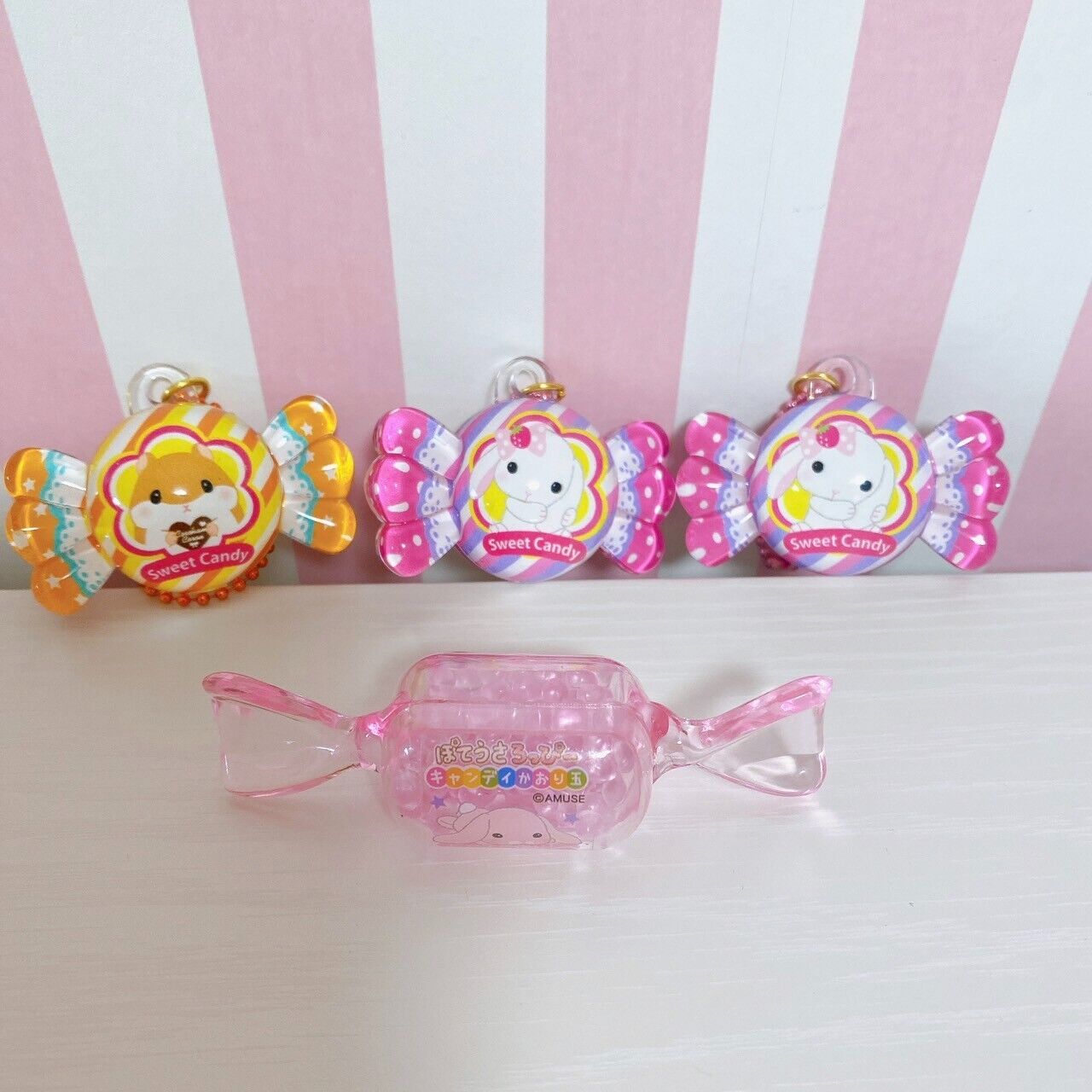 Poteusa Loppy Keyring Fragrance Ball Set 4 Candy Pink Orange Lop Eared Rabbit