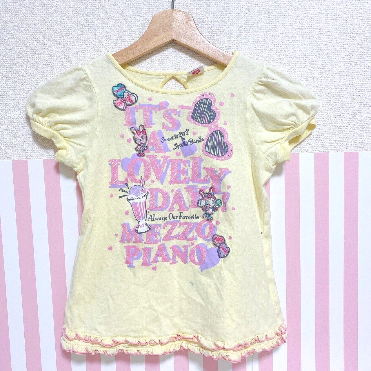 Mezzo Piano T-shirt Tops Yellow Berriechan 120 Size Rabbit Frill Heart Ice Cream