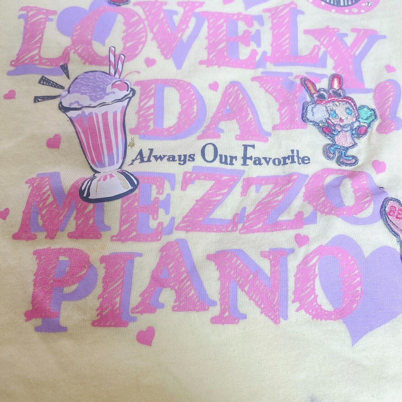 Mezzo Piano T-shirt Tops Yellow Berriechan 120 Size Rabbit Frill Heart Ice Cream