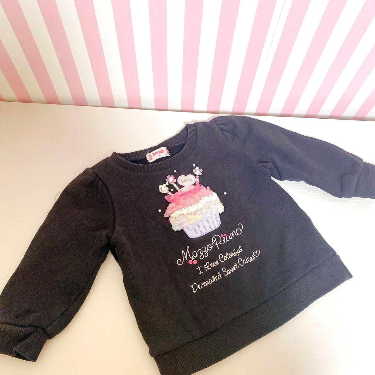 Mezzo Piano Long Sleeve T-shirt 90 Size Cupcake Black Glitter Sweet Kawaii Rare