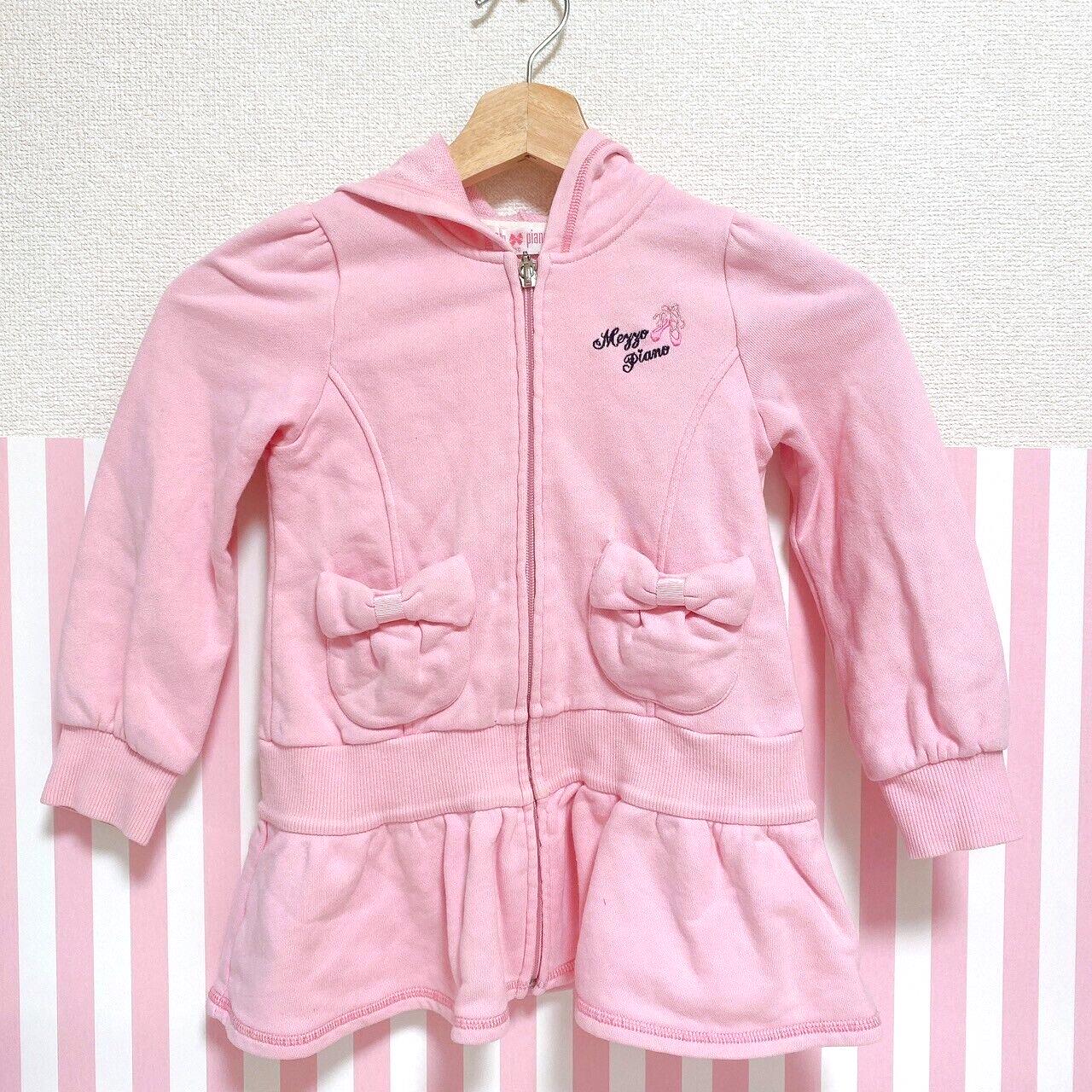 Mezzo Piano Hoodie Pink Size 110cm Ribbon Ballet Pocket Frill Clothing Kawaii