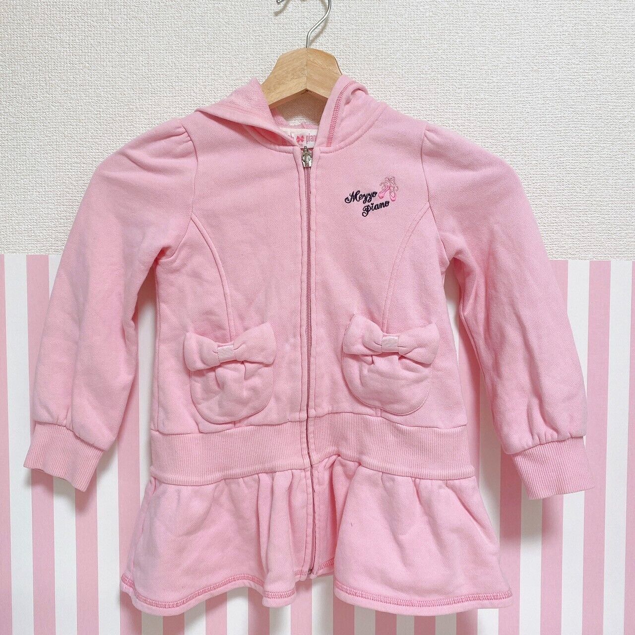 Mezzo Piano Hoodie Pink Size 110cm Ribbon Ballet Pocket Frill Clothing Kawaii