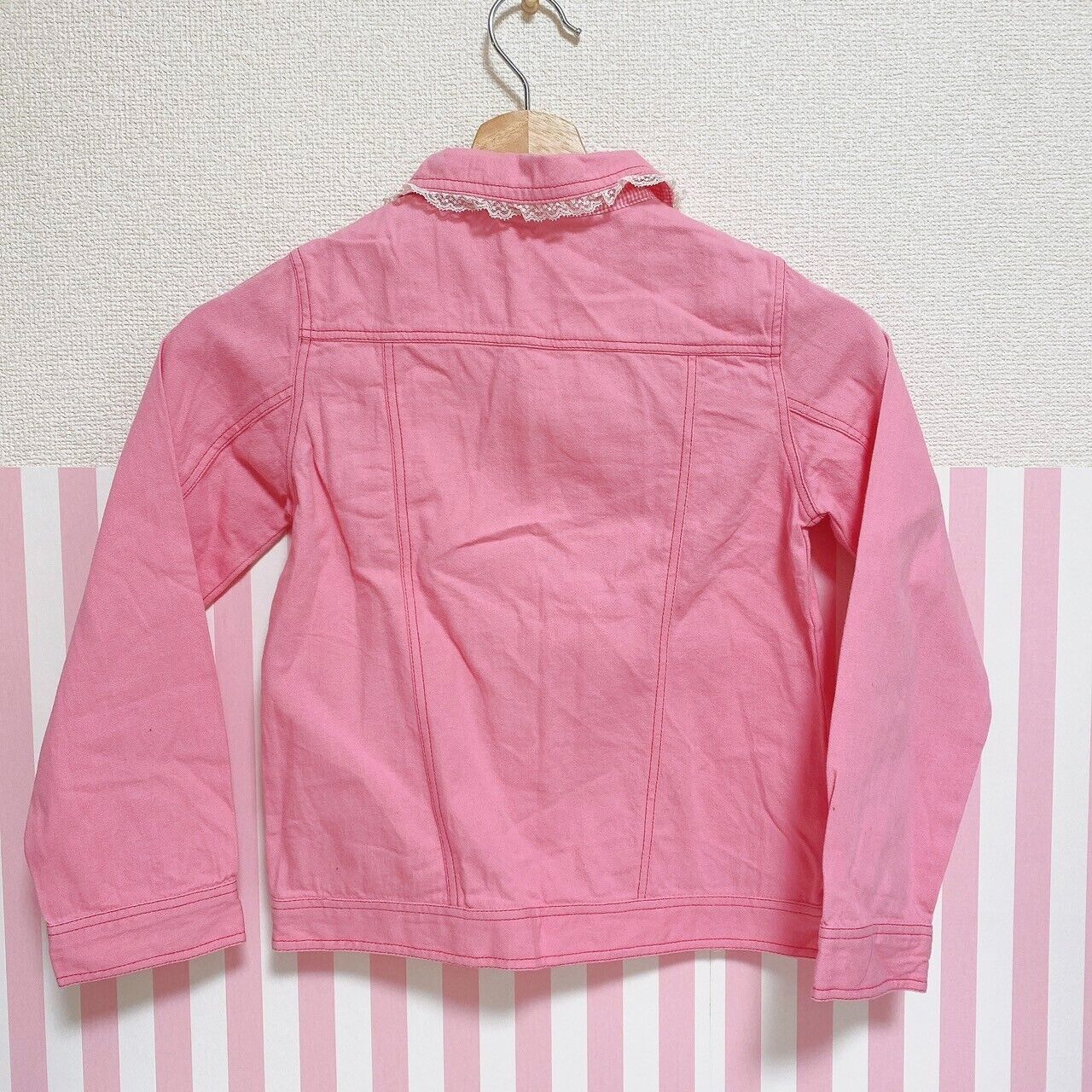 Mezzo Piano Jacket Strawberry Pink 130 Lace Collar Gingham Check Kawaii Rare