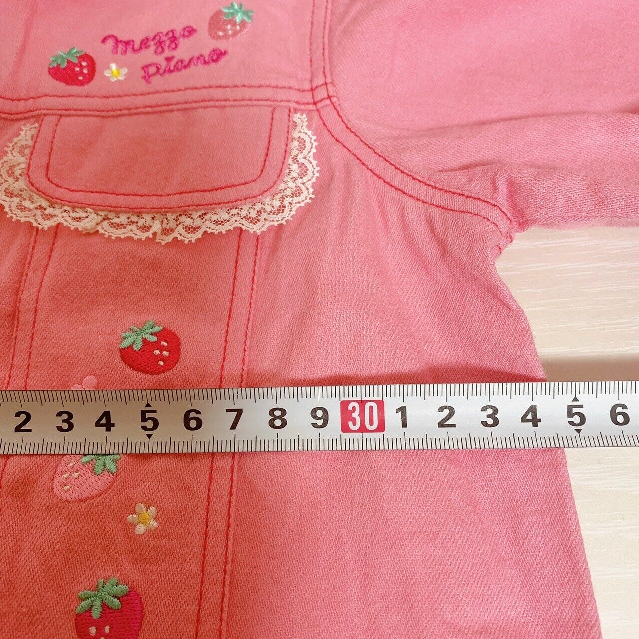 Mezzo Piano Jacket Strawberry Pink 130 Lace Collar Gingham Check Kawaii Rare