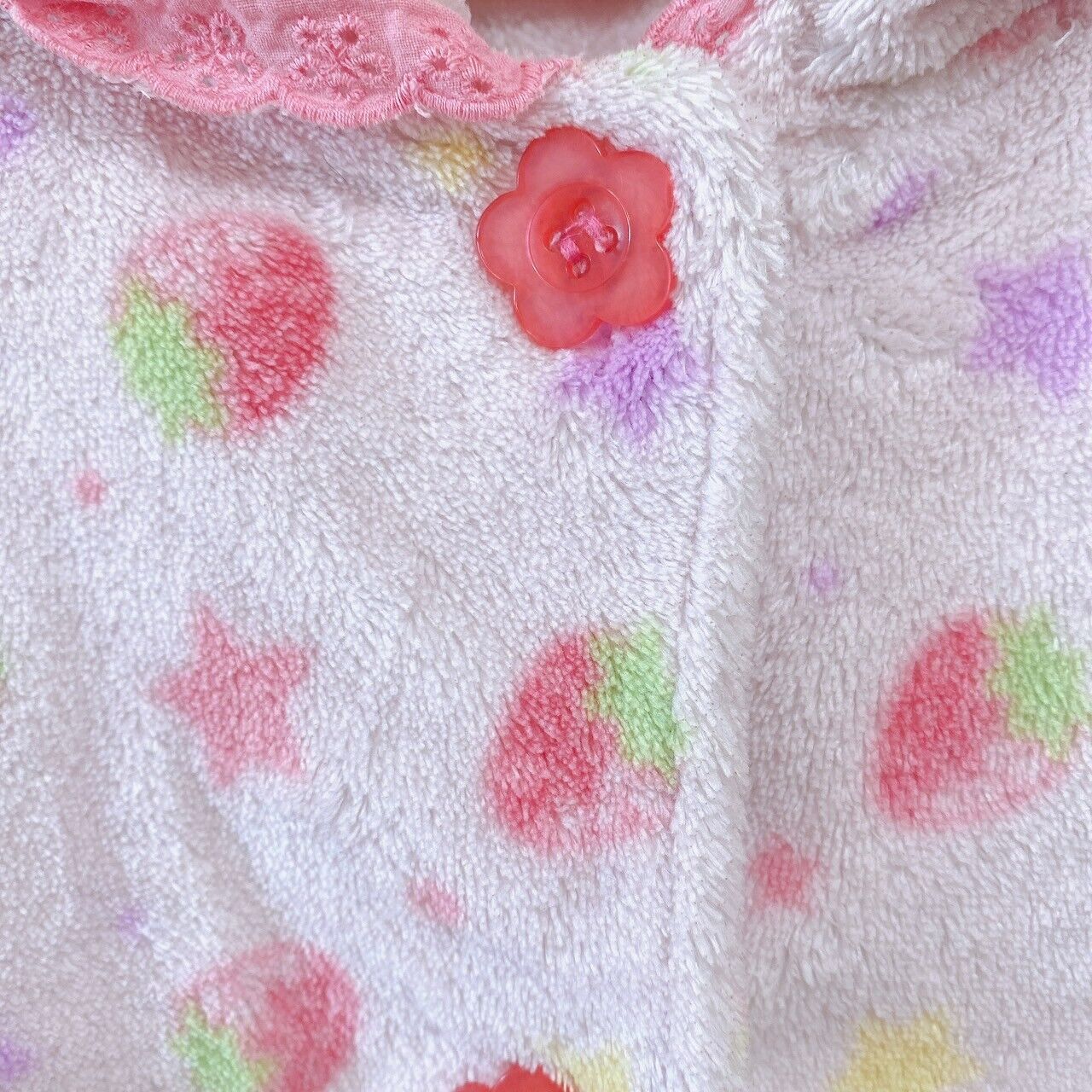 Mother Garden Pajamas 120 Fleece Strawberry Long Sleeve Fluffy Pink Frill Kawaii