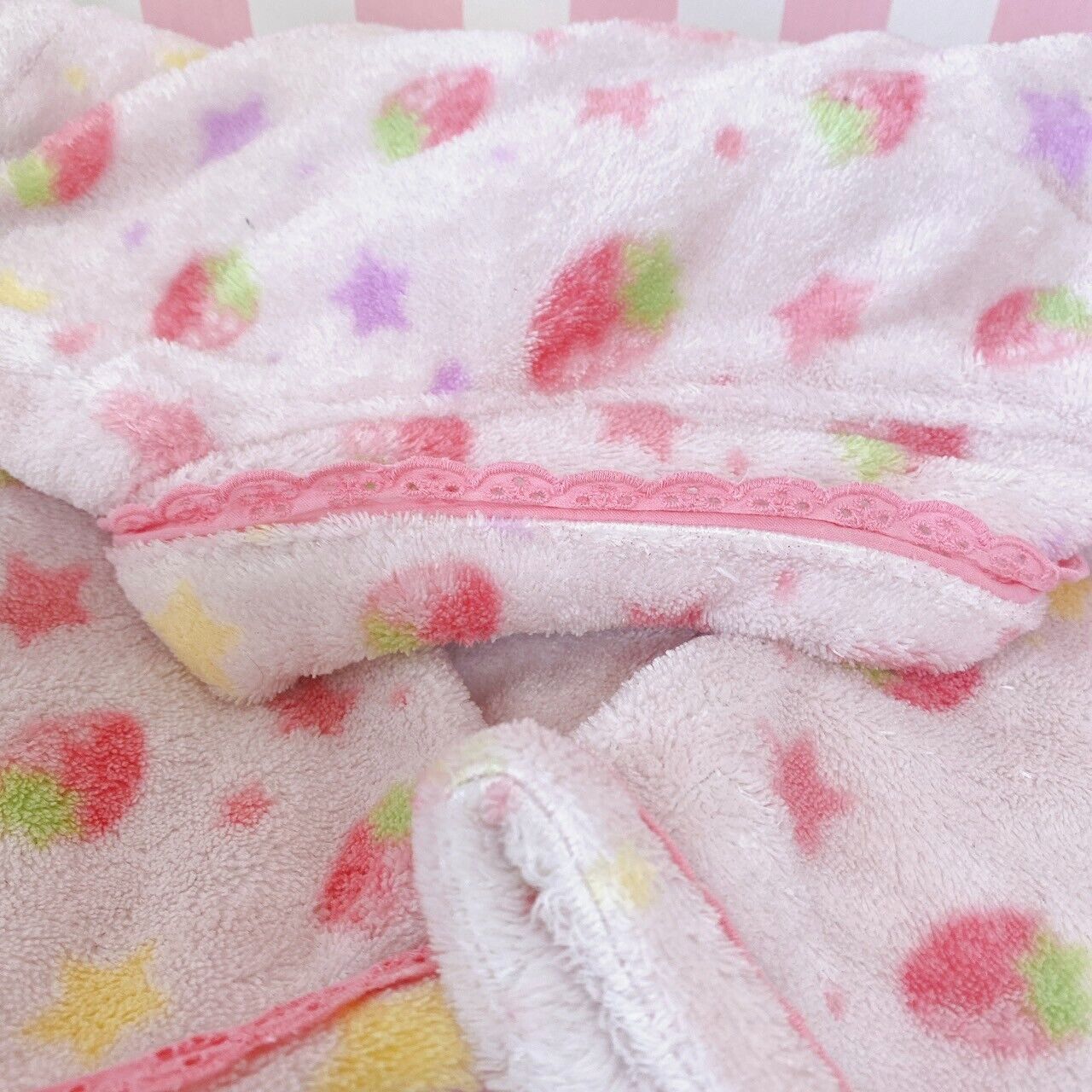 Mother Garden Pajamas 120 Fleece Strawberry Long Sleeve Fluffy Pink Frill Kawaii