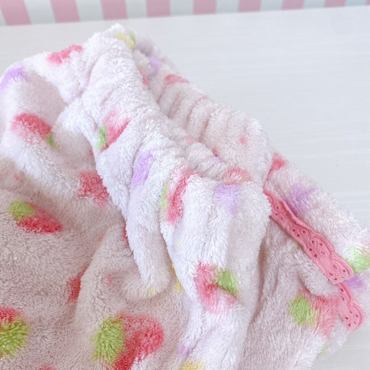 Mother Garden Pajamas 120 Fleece Strawberry Long Sleeve Fluffy Pink Frill Kawaii