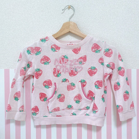 Mezzo Piano Long Sleeve Jumper 110 Size Strawberry Pink Pocket Sweatshirt Kawaii