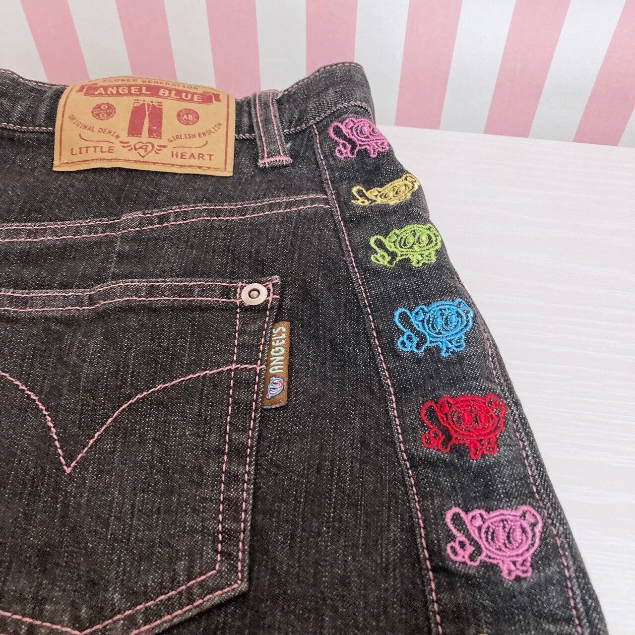 Angel Blue Denim Skirt Black 150 Size Colorful Nakamura Kun Pink Kawaii Rare