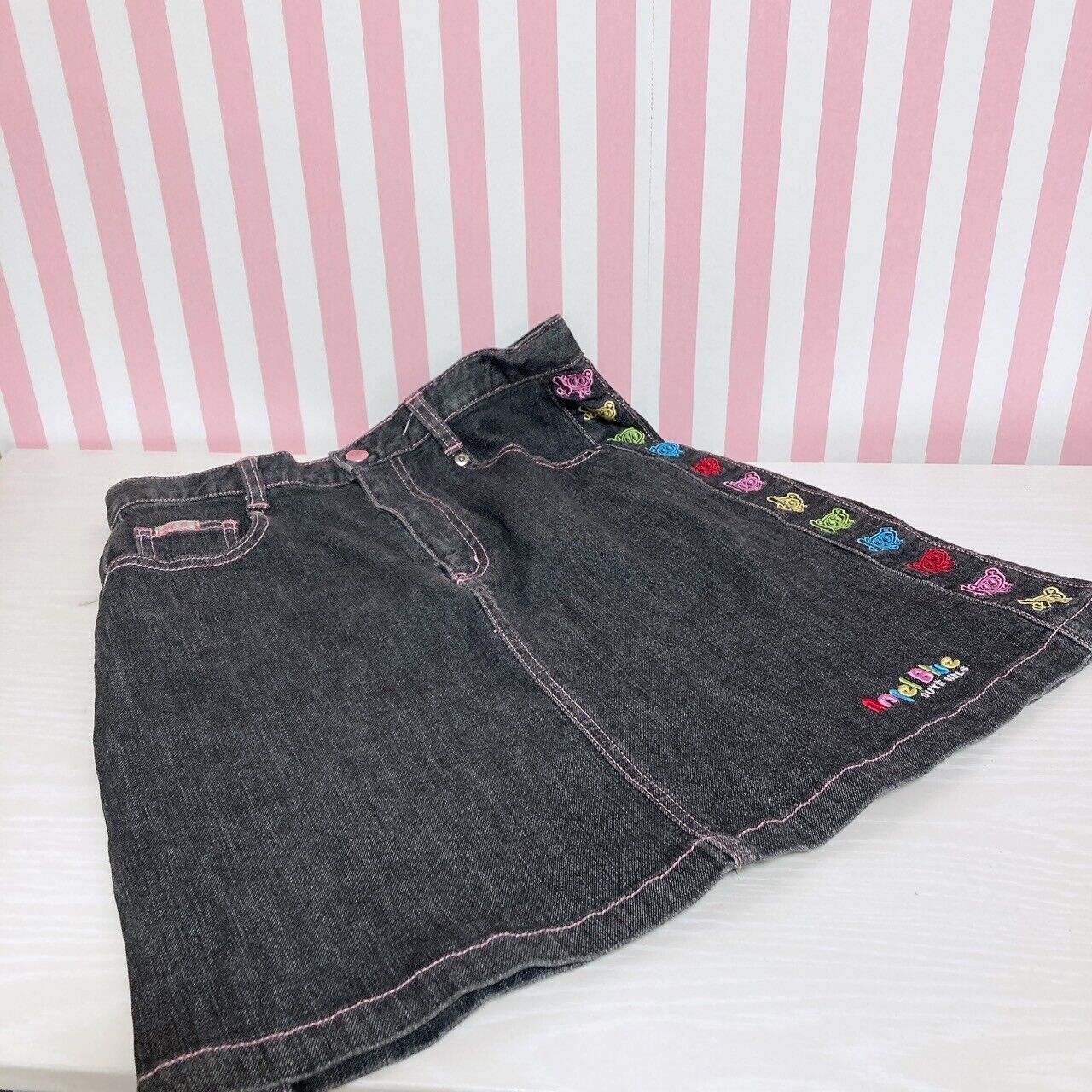 Angel Blue Denim Skirt Black 150 Size Colorful Nakamura Kun Pink Kawaii Rare