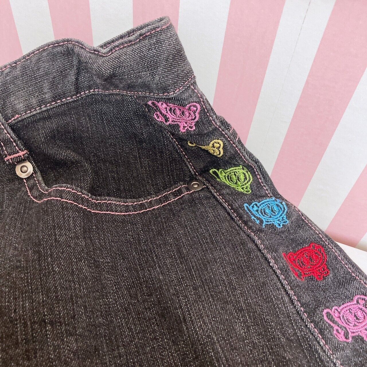 Angel Blue Denim Skirt Black 150 Size Colorful Nakamura Kun Pink Kawaii Rare