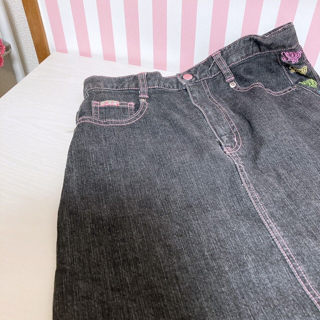 Angel Blue Denim Skirt Black 150 Size Colorful Nakamura Kun Pink Kawaii Rare