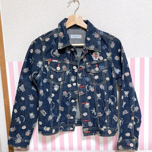 Angel Blue Denim Jacket 150 Size Patterned Navy Strawberry Cute Rock Kawaii Rare