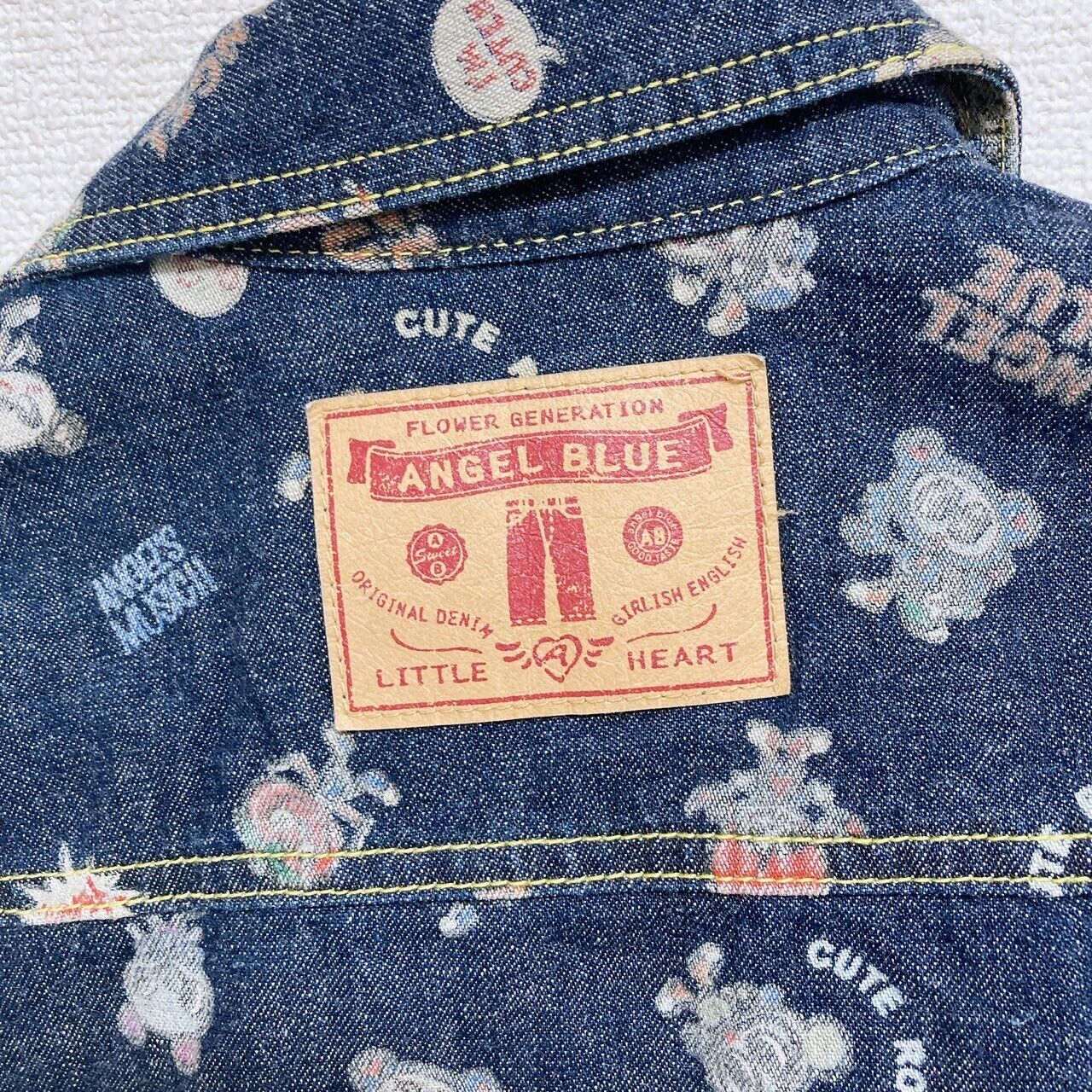 Angel Blue Denim Jacket 150 Size Patterned Navy Strawberry Cute Rock Kawaii Rare