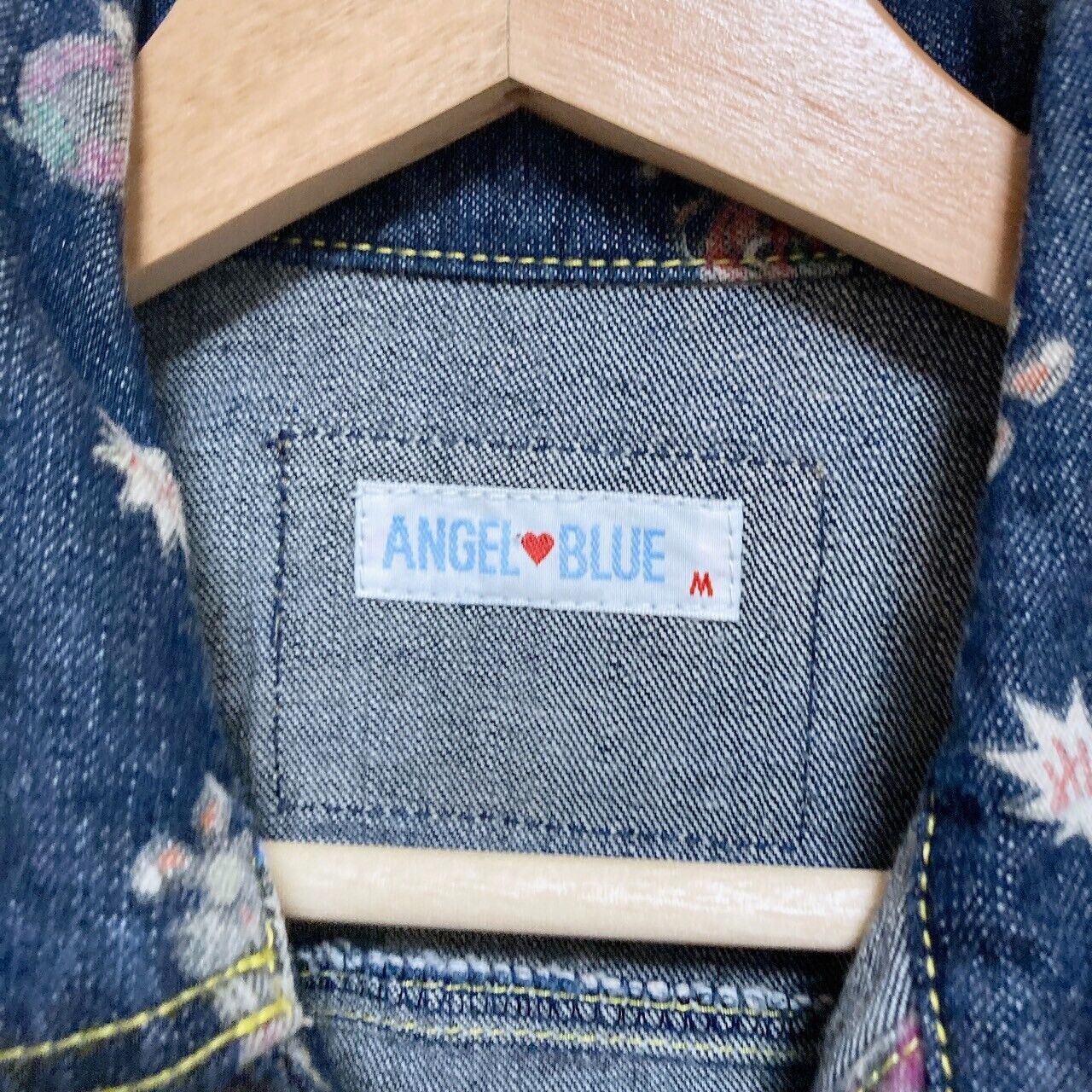 Angel Blue Denim Jacket 150 Size Patterned Navy Strawberry Cute Rock Kawaii Rare