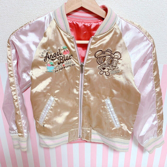 Angel Blue Souvenir Jacket Gold 120 Size Pink Reversible Ice Cream Ribbon Kawaii