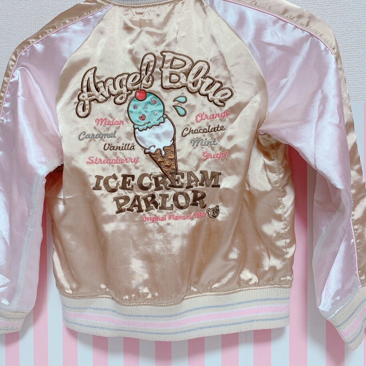 Angel Blue Souvenir Jacket Gold 120 Size Pink Reversible Ice Cream Ribbon Kawaii