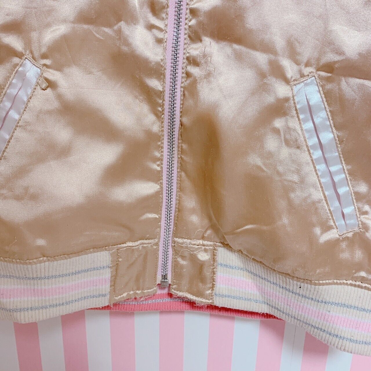 Angel Blue Souvenir Jacket Gold 120 Size Pink Reversible Ice Cream Ribbon Kawaii