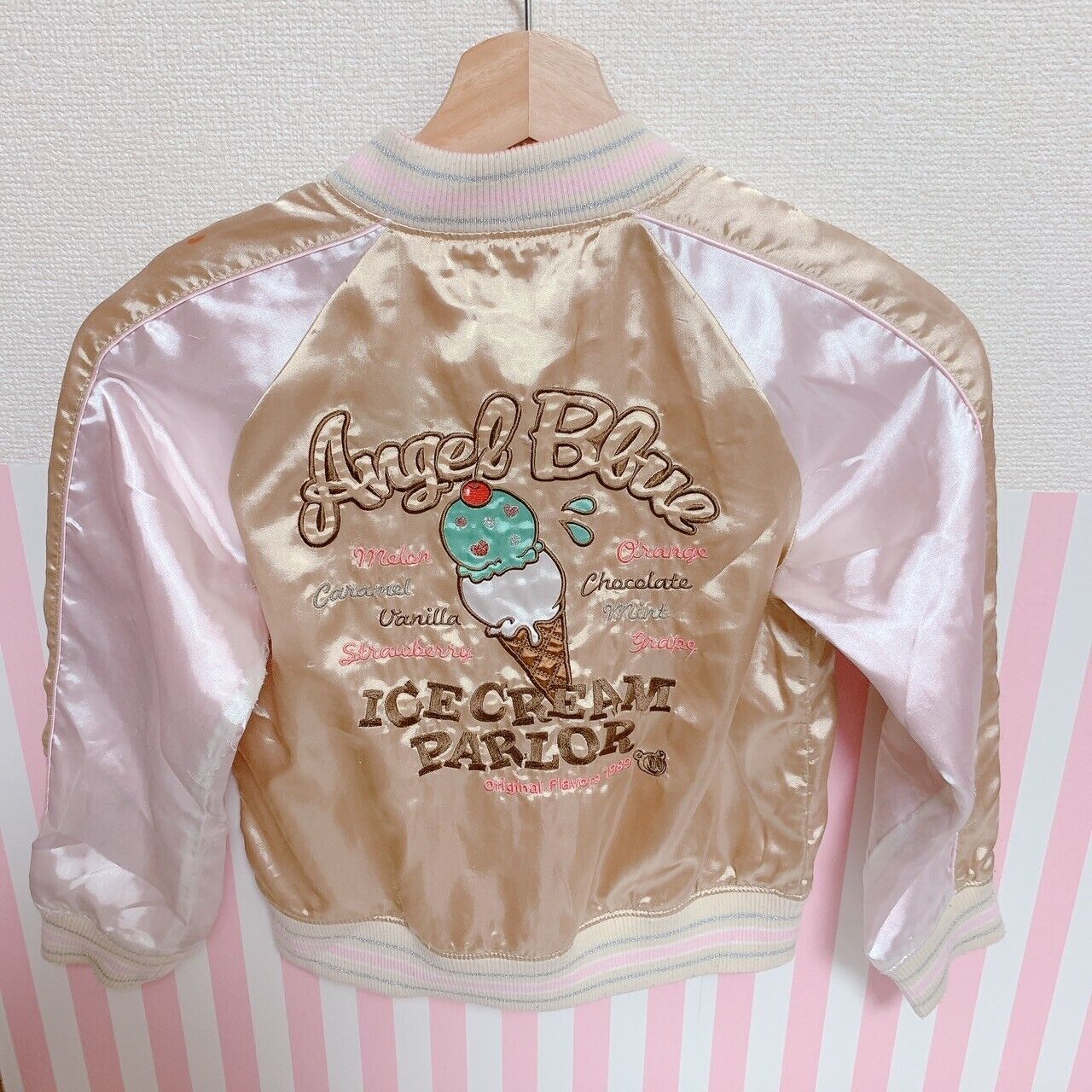 Angel Blue Souvenir Jacket Gold 120 Size Pink Reversible Ice Cream Ribbon Kawaii