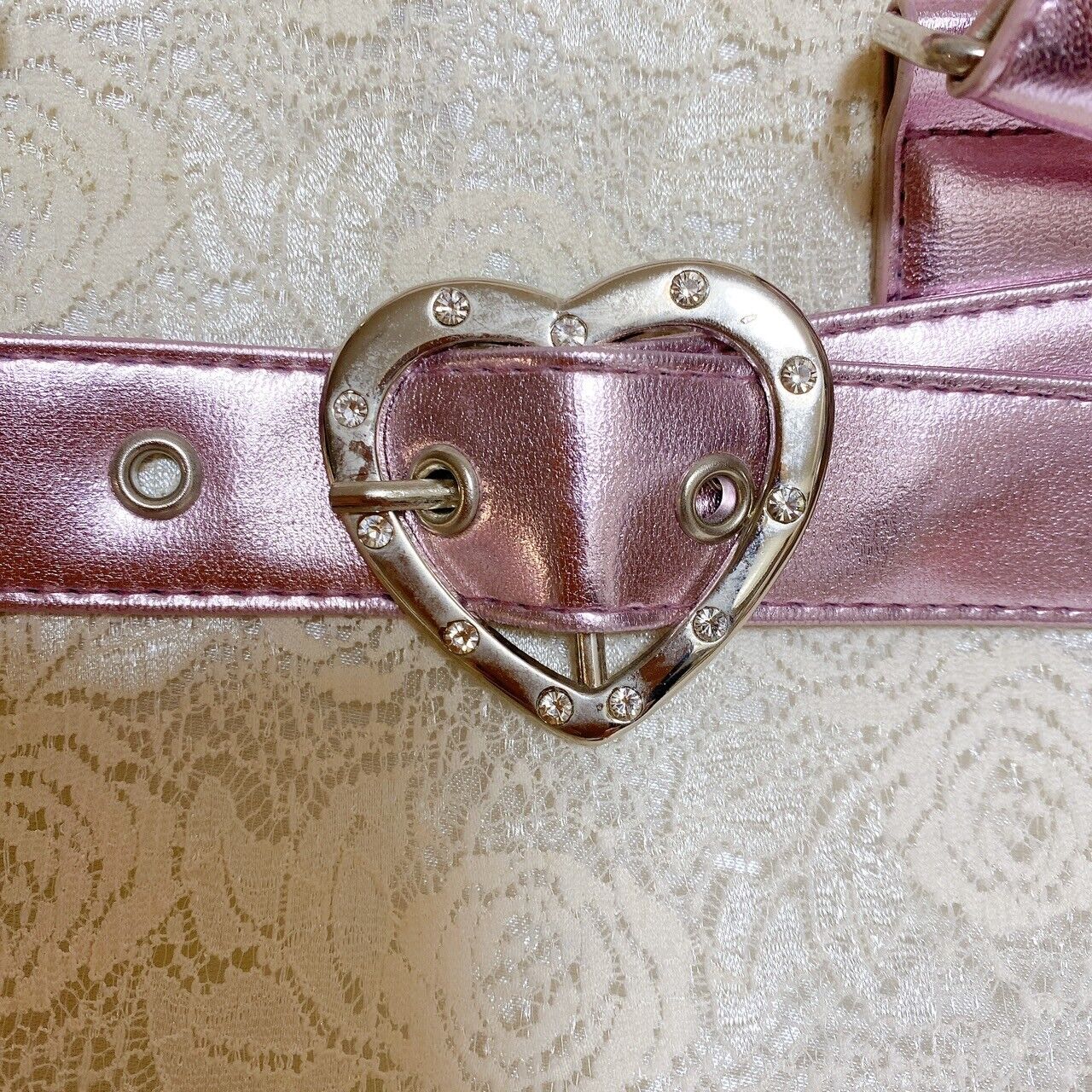 Handbag Bag Enamel Rose Flower Pink Glitter White Heart Kawaii Cute Pretty Rare