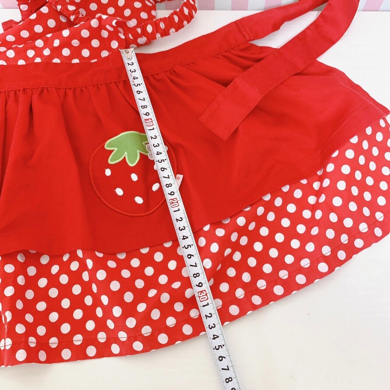 Mother Garden Apron Strawberry Red Dot Ribbon 130 Size Kids Kawaii Cute Rare